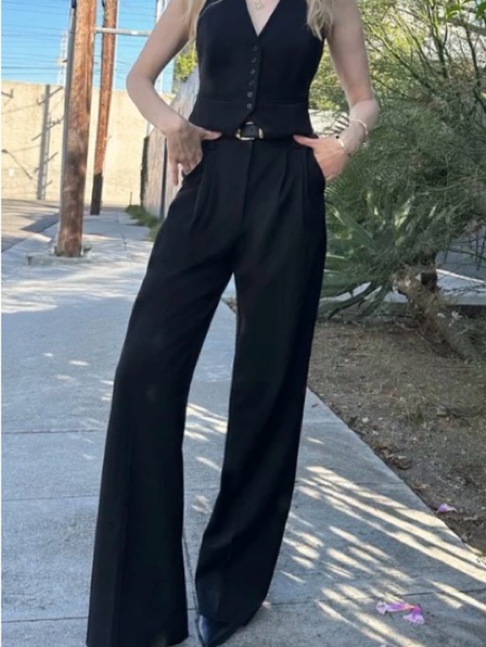Black High-Waist Wide-Leg Pants - Classic Tailored Fit - The Favorite Pant